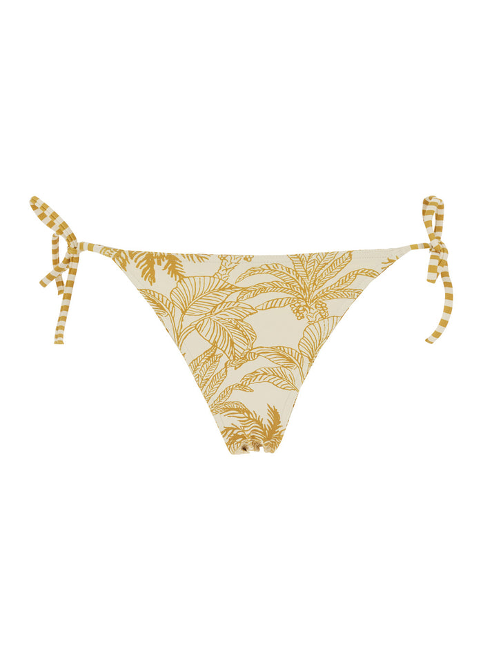 Solarium Yellow Bikini Bottom with Adjustable Tie Closure and All-Over Floral Print in Tech Fabric for Women Polyamide Elastane Beachwear