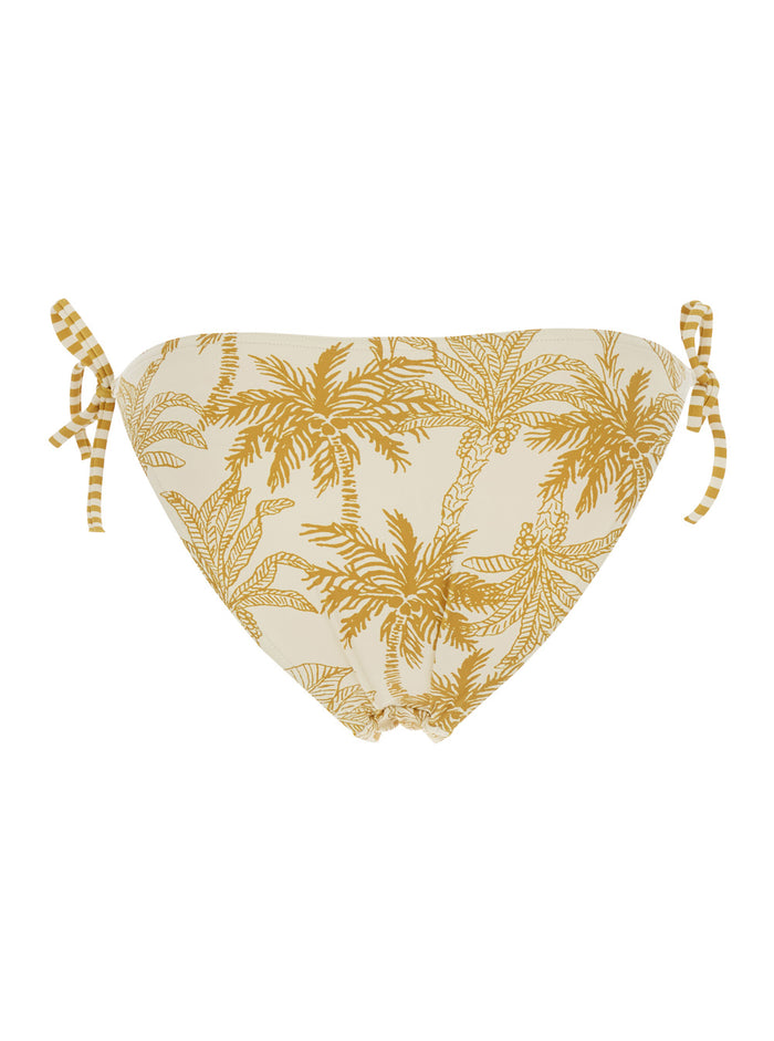 Solarium Yellow Bikini Bottom with Adjustable Tie Closure and All-Over Floral Print in Tech Fabric for Women Polyamide Elastane Beachwear