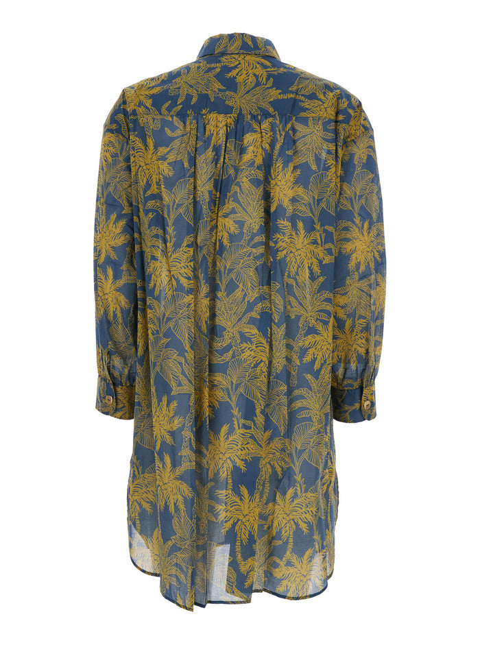 Exotisme Multicolor Shirt with Classic Collar and All-Over Print in Cotton for Women Blouses