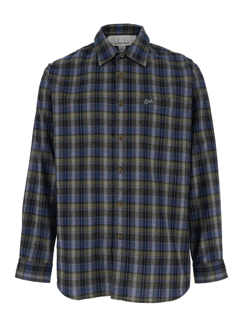 grey long-sleeved shirt with check motif in cotton blend man Polyester And Blouses