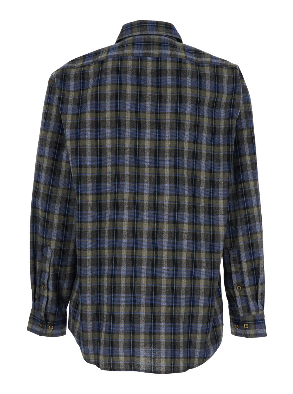 grey long-sleeved shirt with check motif in cotton blend man Polyester And Blouses