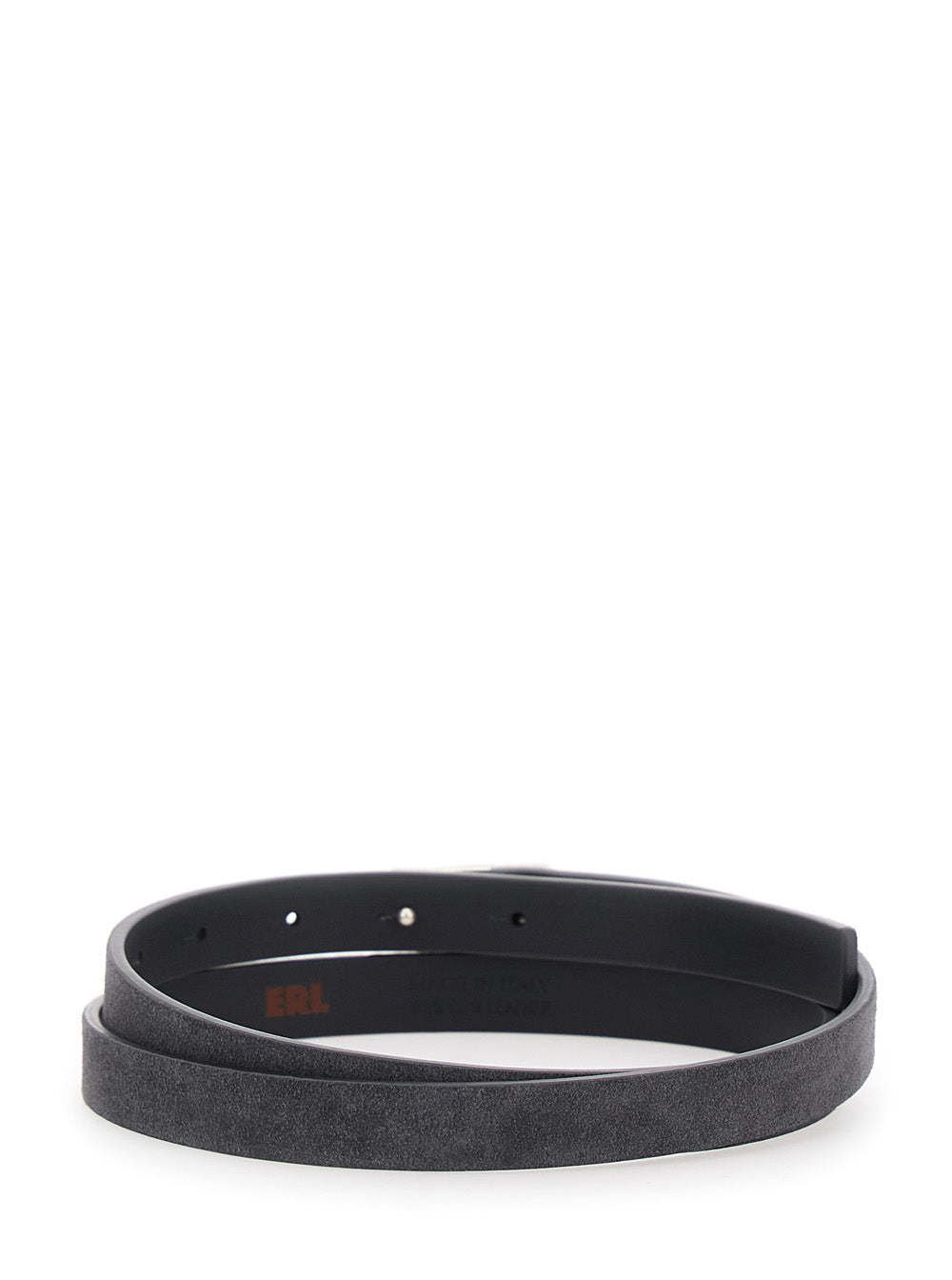 Black Belt with Logo Plate on the Front in Leather Man Cow