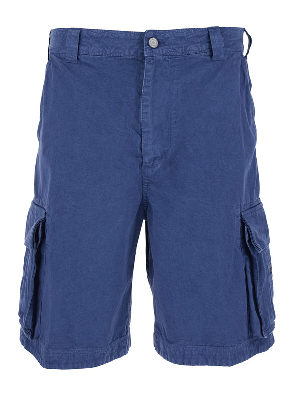 Mens Cargo Shorts Blue Cotton