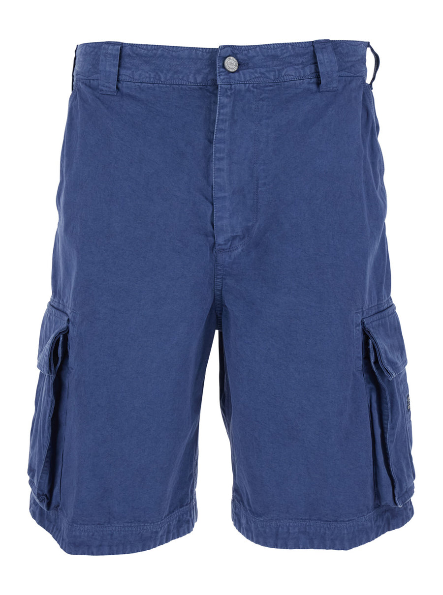 Mens Cargo Shorts Blue Cotton