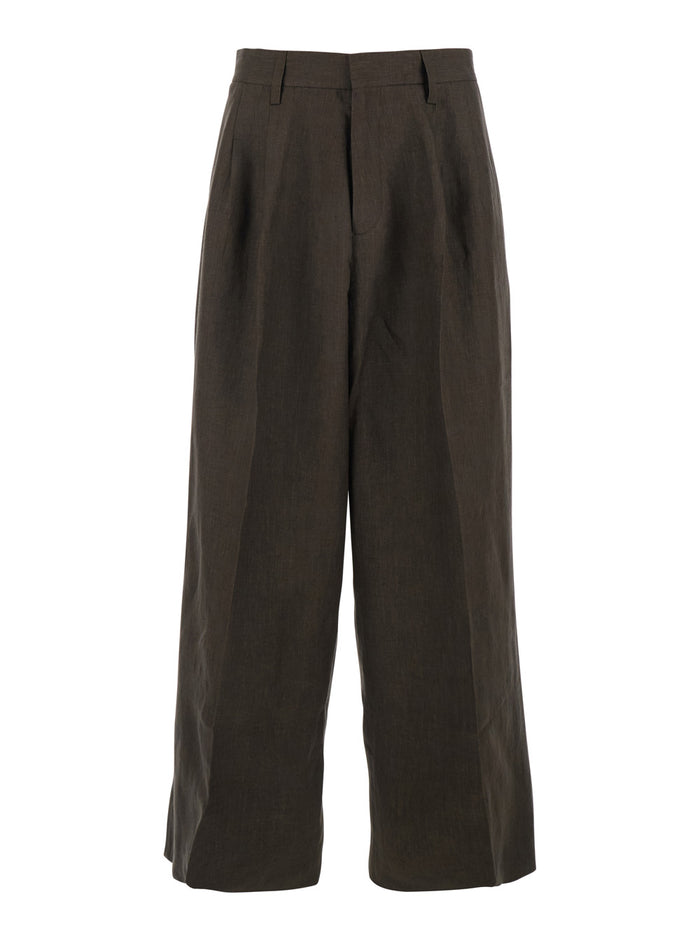 Brown Linen Pants with Two Side Pockets for Men Trousers