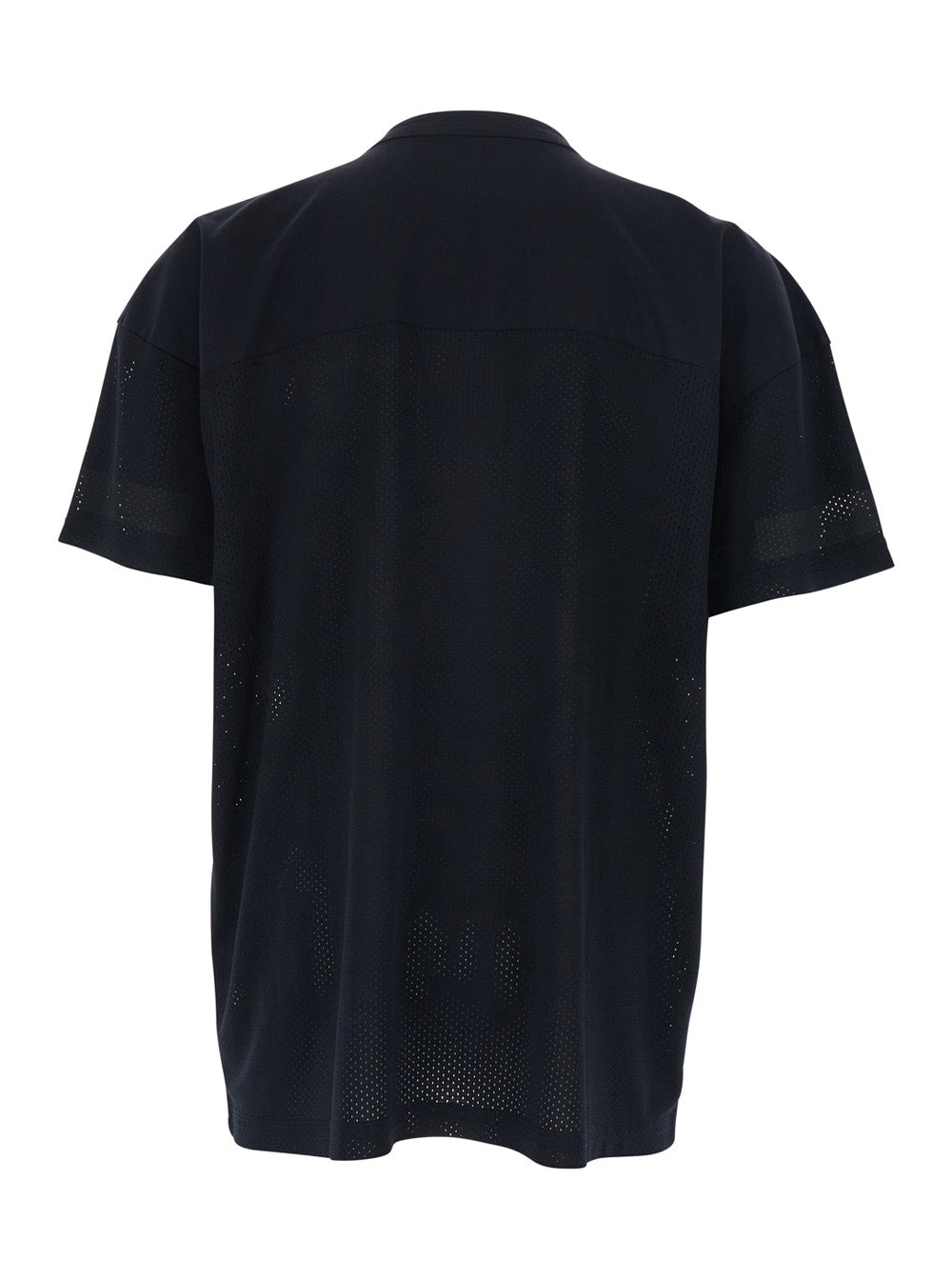 Black T-Shirt with V Neck and Maxi Logo Print on the Front in Cotton Man Tshirts Polo Shirts