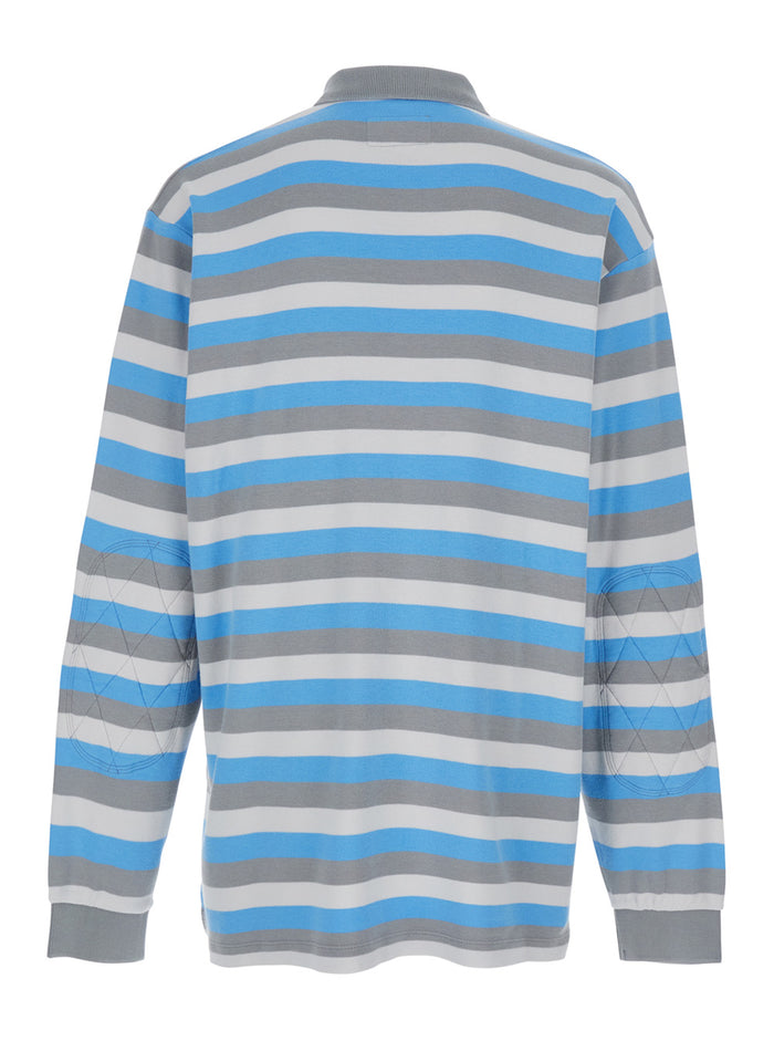 Long Sleeve Polo with Multicolor Striped Pattern for Men Cotton Jersey
