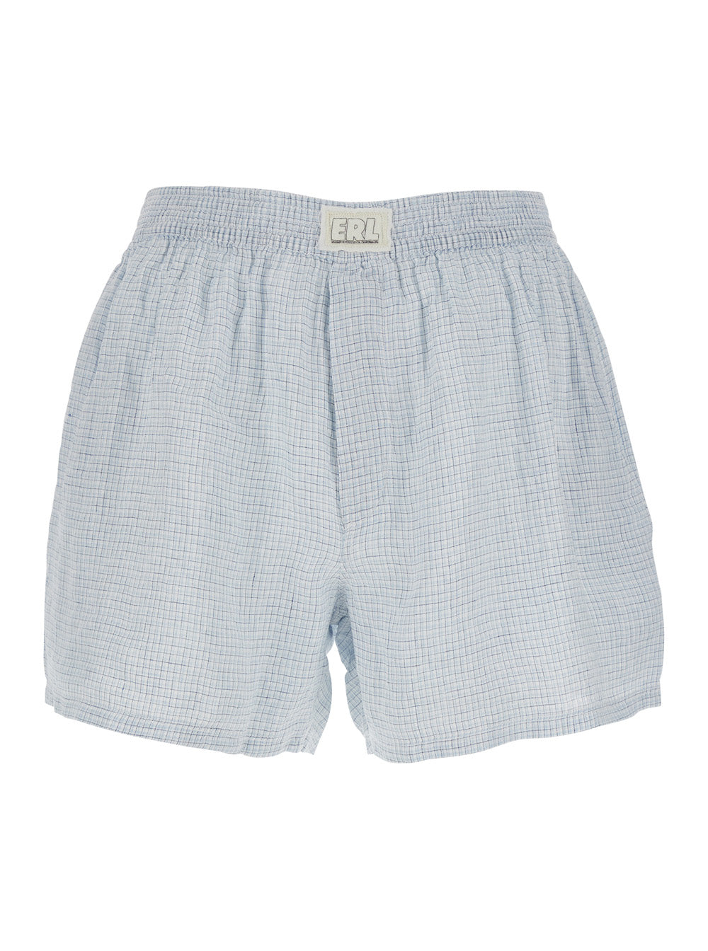 Mens Blue Linen BOXER Checkered Shorts Light Underwear