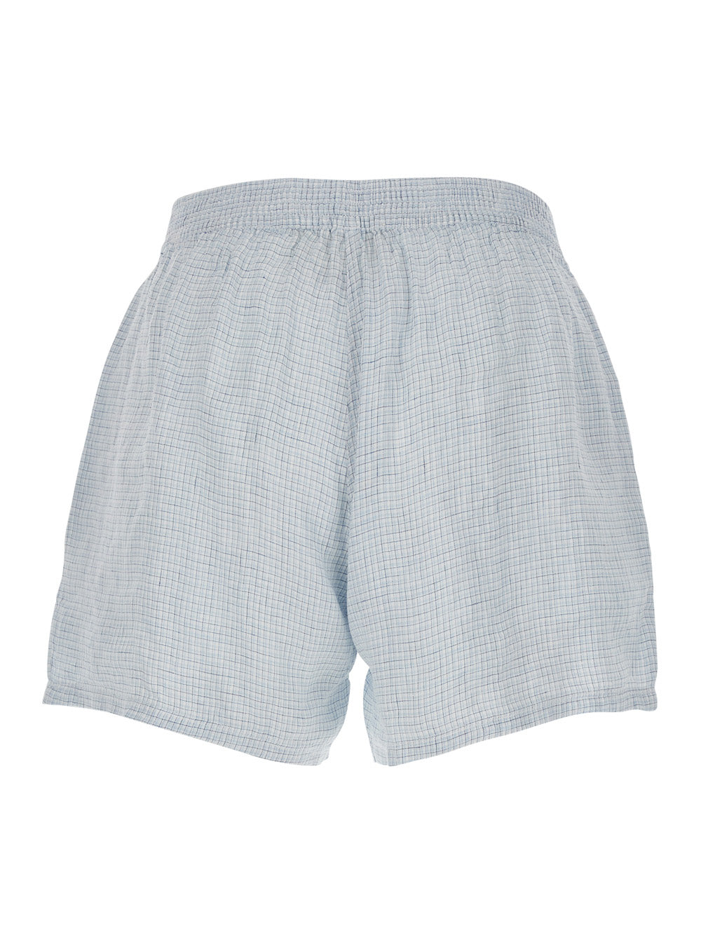 Mens Blue Linen BOXER Checkered Shorts Light Underwear