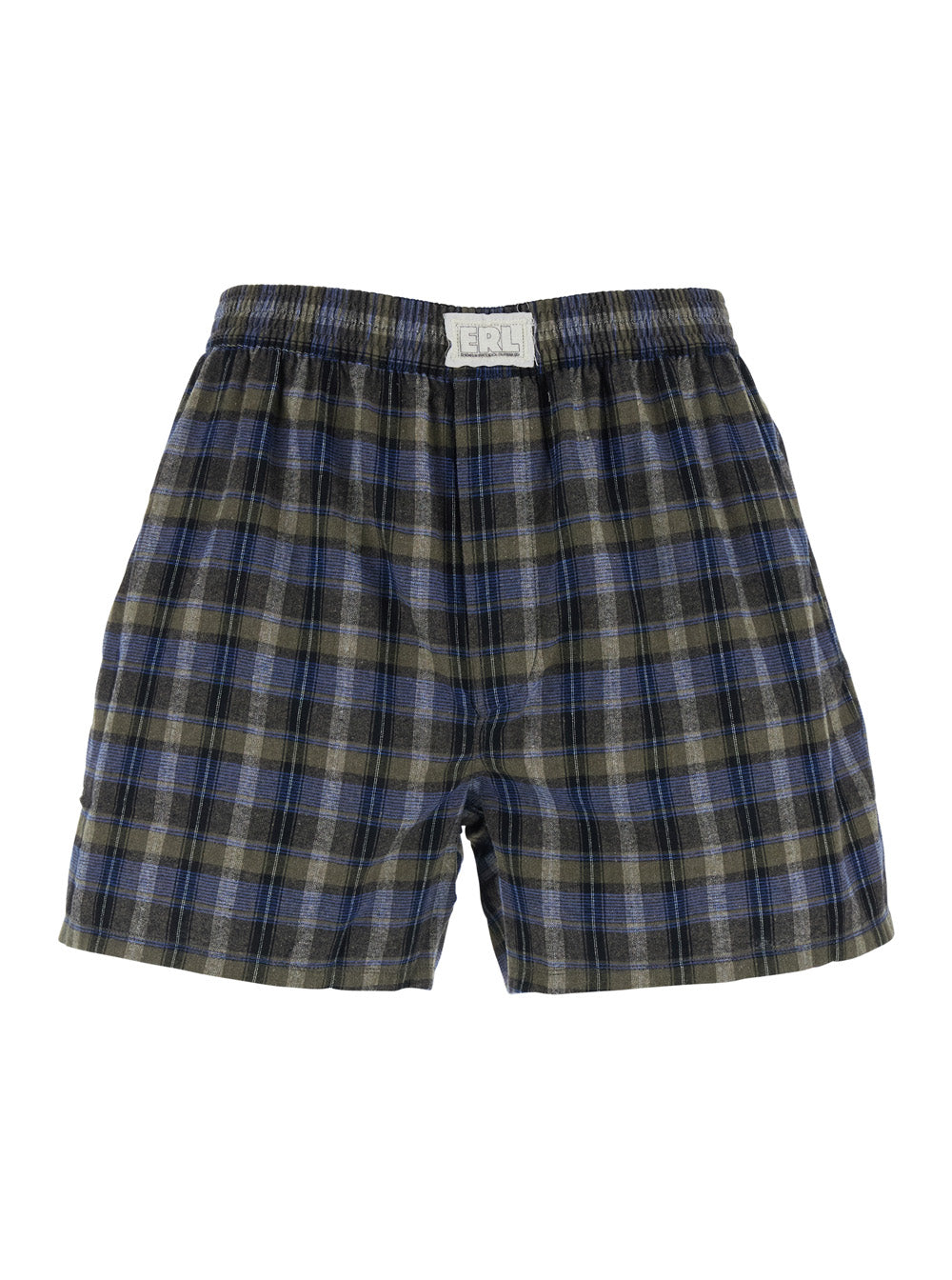 Mens Gray Checkered BOXER Shorts in Cotton Blend Grey Polyester Underwear