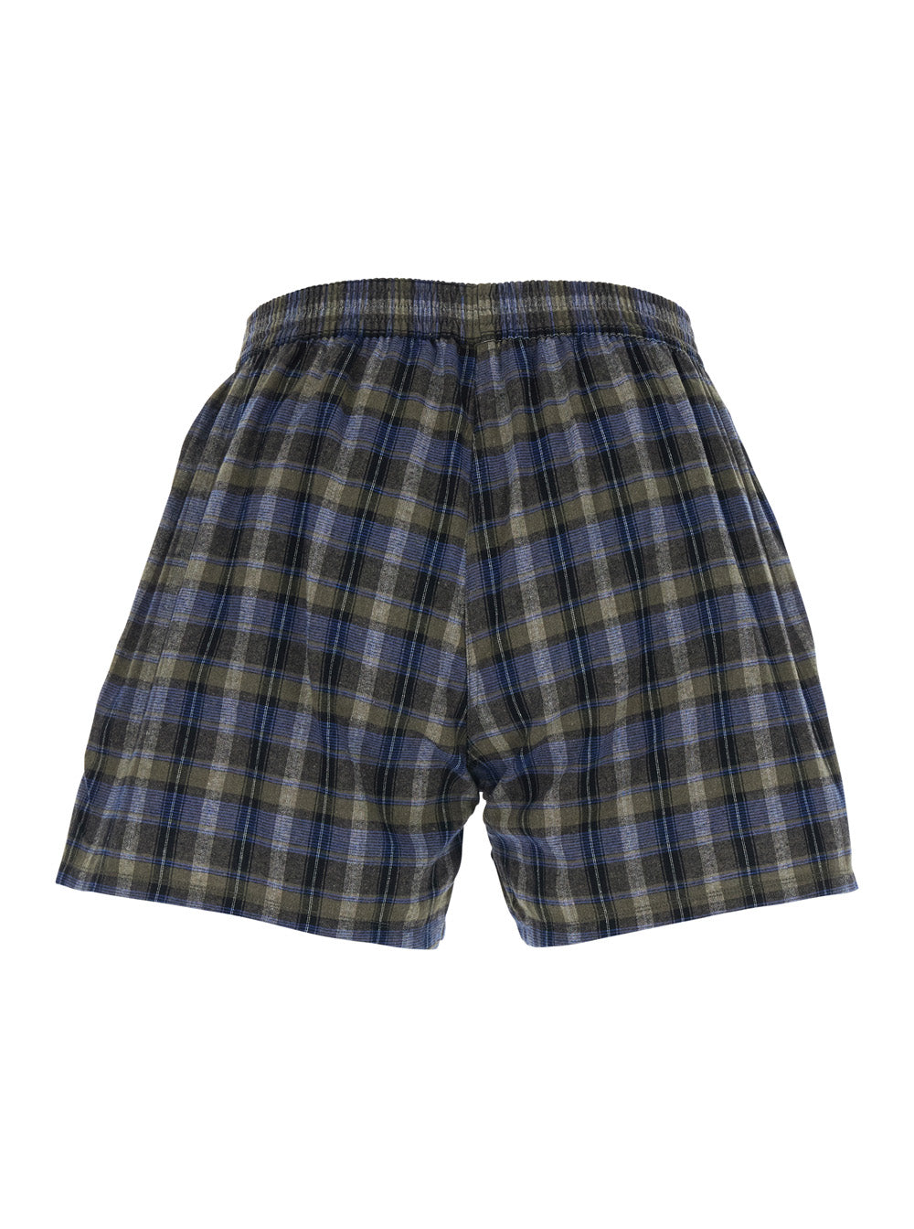 Mens Gray Checkered BOXER Shorts in Cotton Blend Grey Polyester Underwear