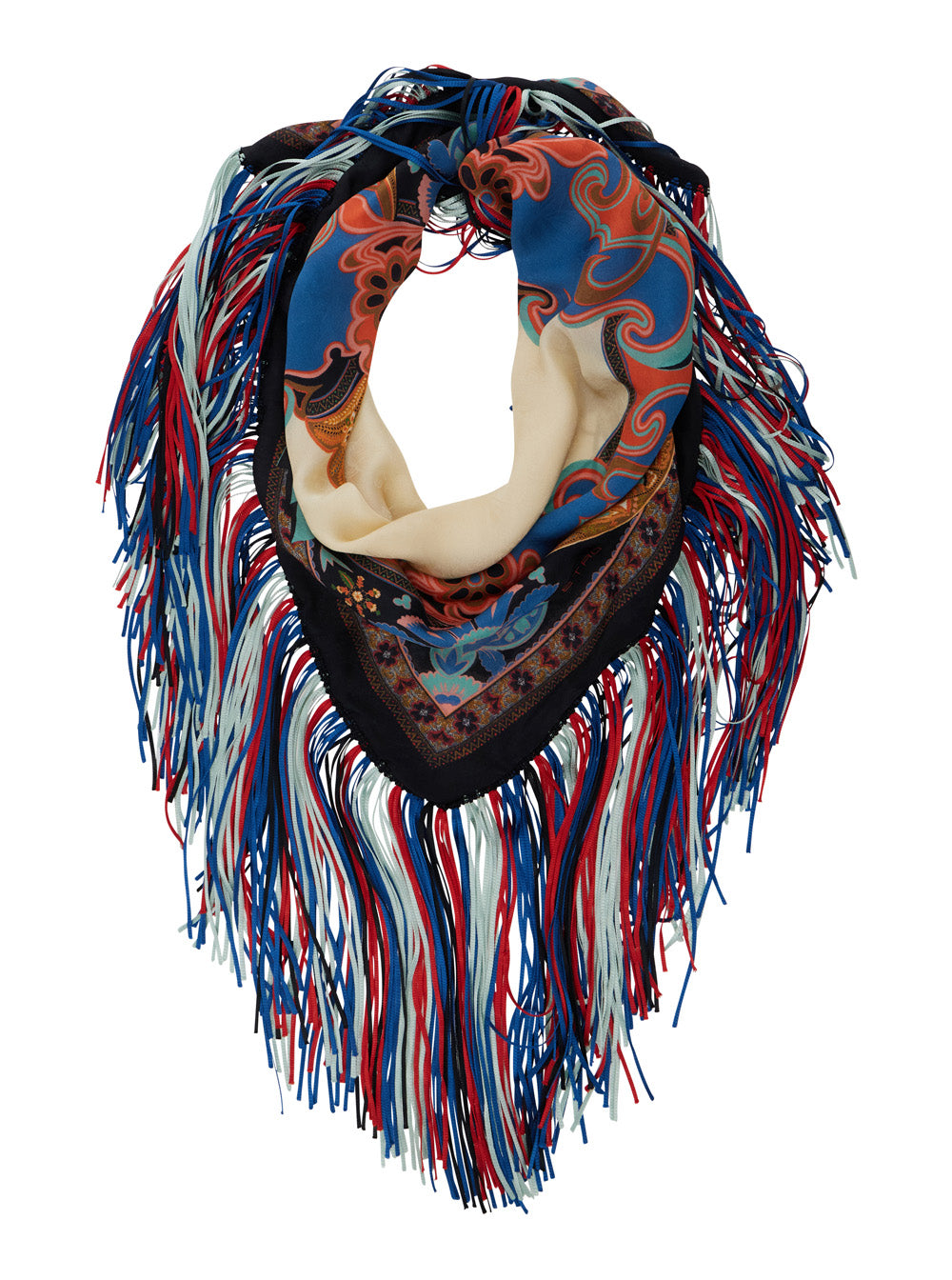 Silk FRINGED Multicolor Scarf with Fringes for Women Scarfs And Foulards