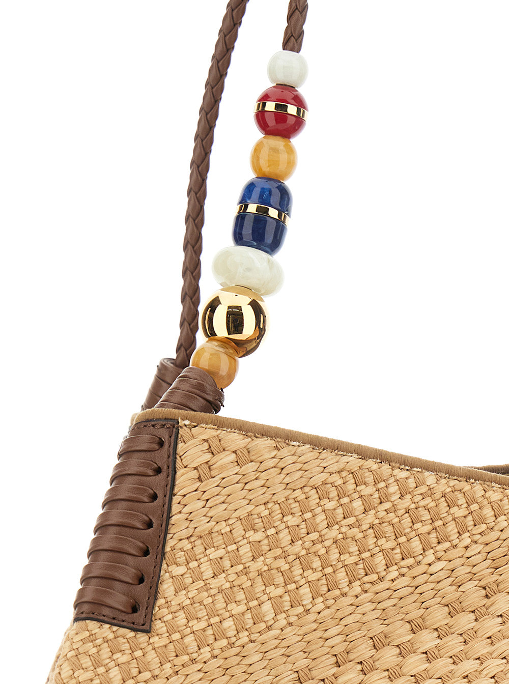 Shoulder Bag Pegasus with Beaded Decoration on the Handle and Logo Front in Beige Viscose for Women Cotton