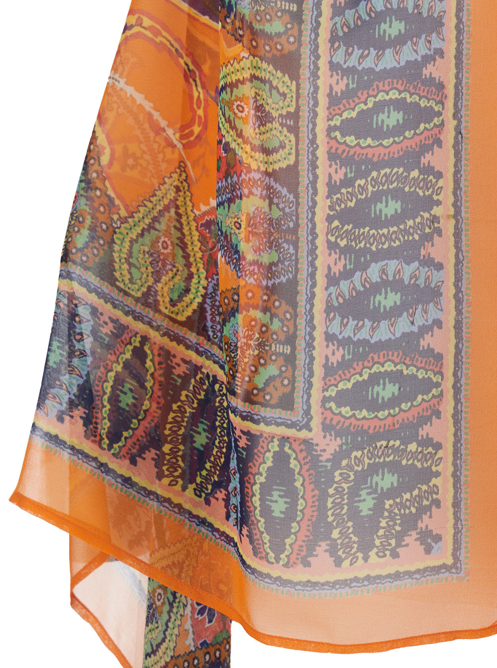 Printed Gilet with Orange Silk Details for Men Scarfs And Foulards