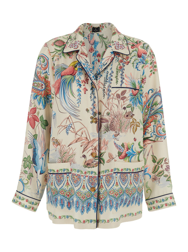 Printed Blouse Multicolour Polyester Blouses