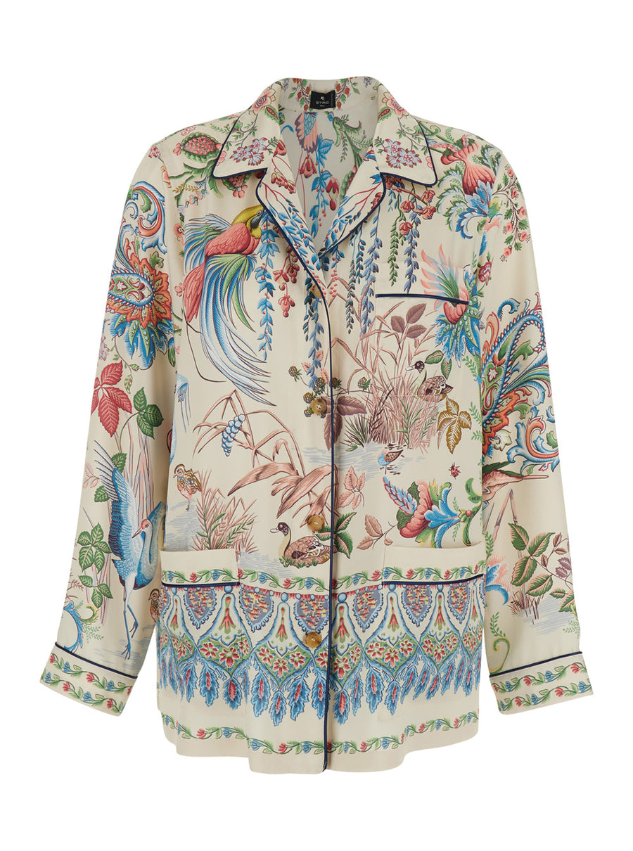 Printed Blouse Multicolour Polyester Blouses