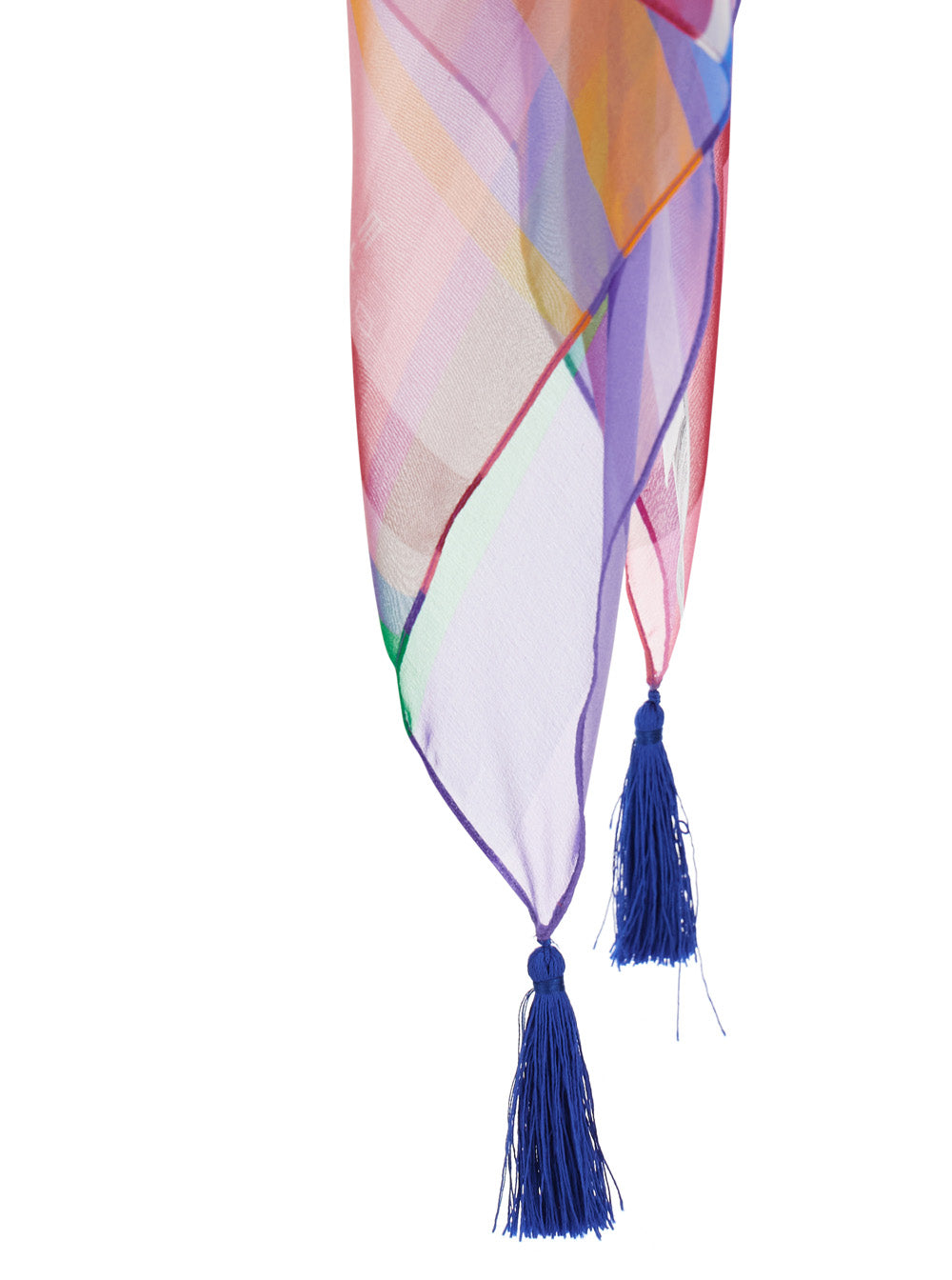 Multicolor Cape with All-Over Print and Silk Tassel Detail for Women Outerwear