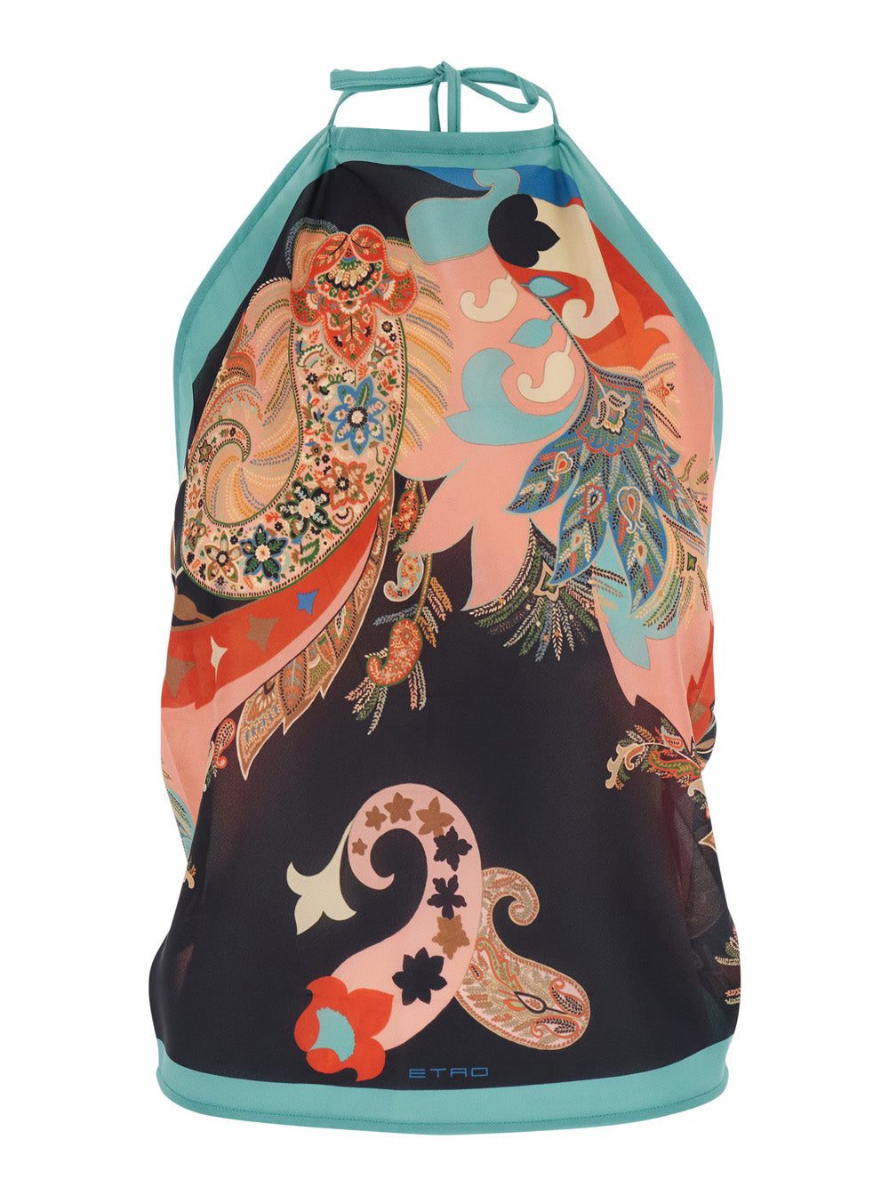 multicolor sleeveless top with Halterneck and all-over floral print in silk for women Tops