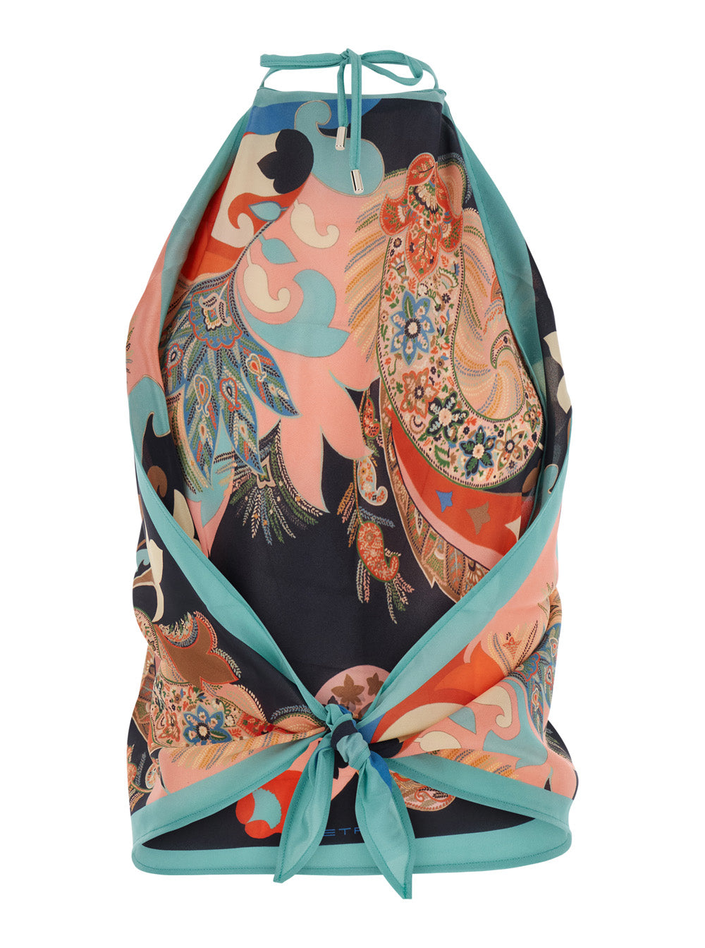 multicolor sleeveless top with Halterneck and all-over floral print in silk for women Tops