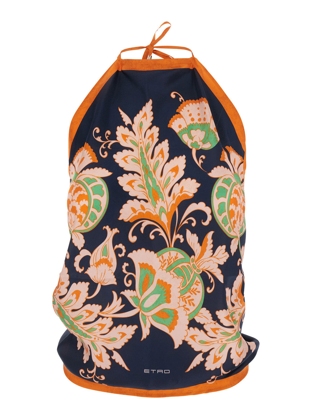 Multicolor Sleeveless Top With Halterneck And All-Over Floral Print In Silk For Women Tops