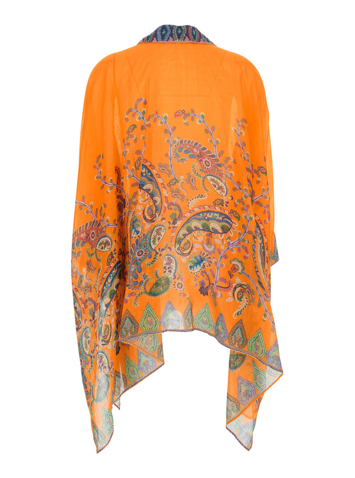 Printed Oversize Shirt Orange Oversized Ramie Women And Blouses