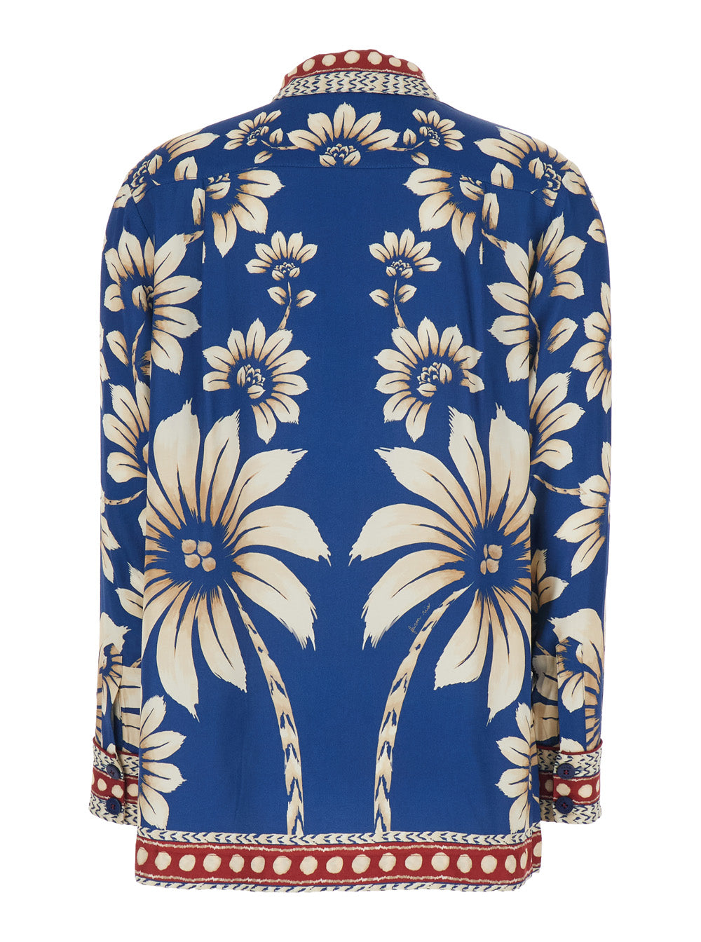 Shirt Luna with Classic Collar and All-Over Floral Motif in Blue Viscose for Women Blu Blouses