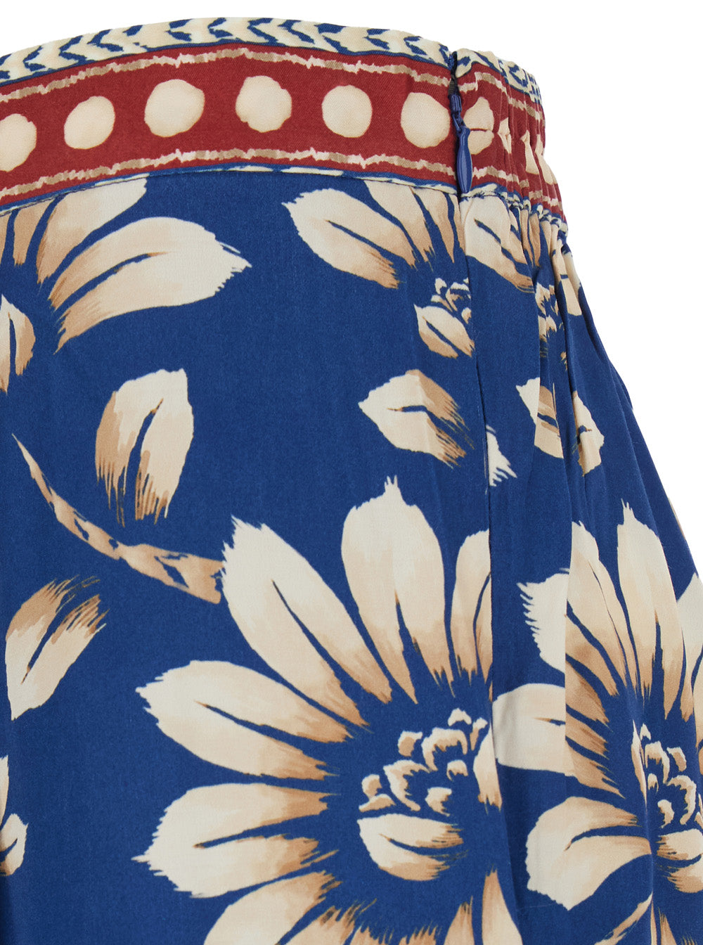 Luna Dress with Side Zip Closure and All-Over Floral Motif in Blue Viscose for Women Blu Trousers