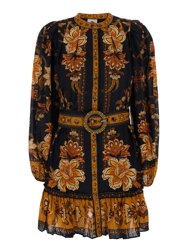 Mini Dress Majestic Garden Multicolour Cotton