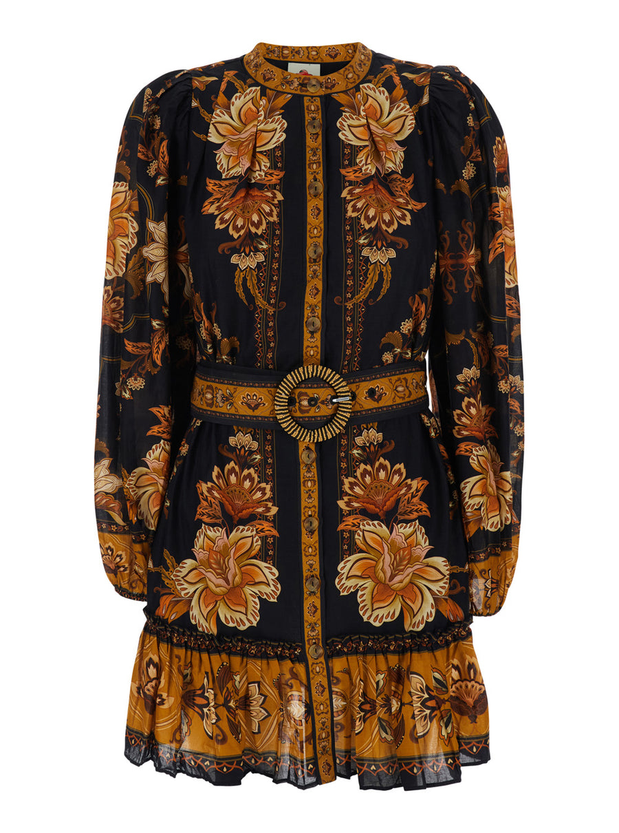 Mini Dress Majestic Garden Multicolour Cotton