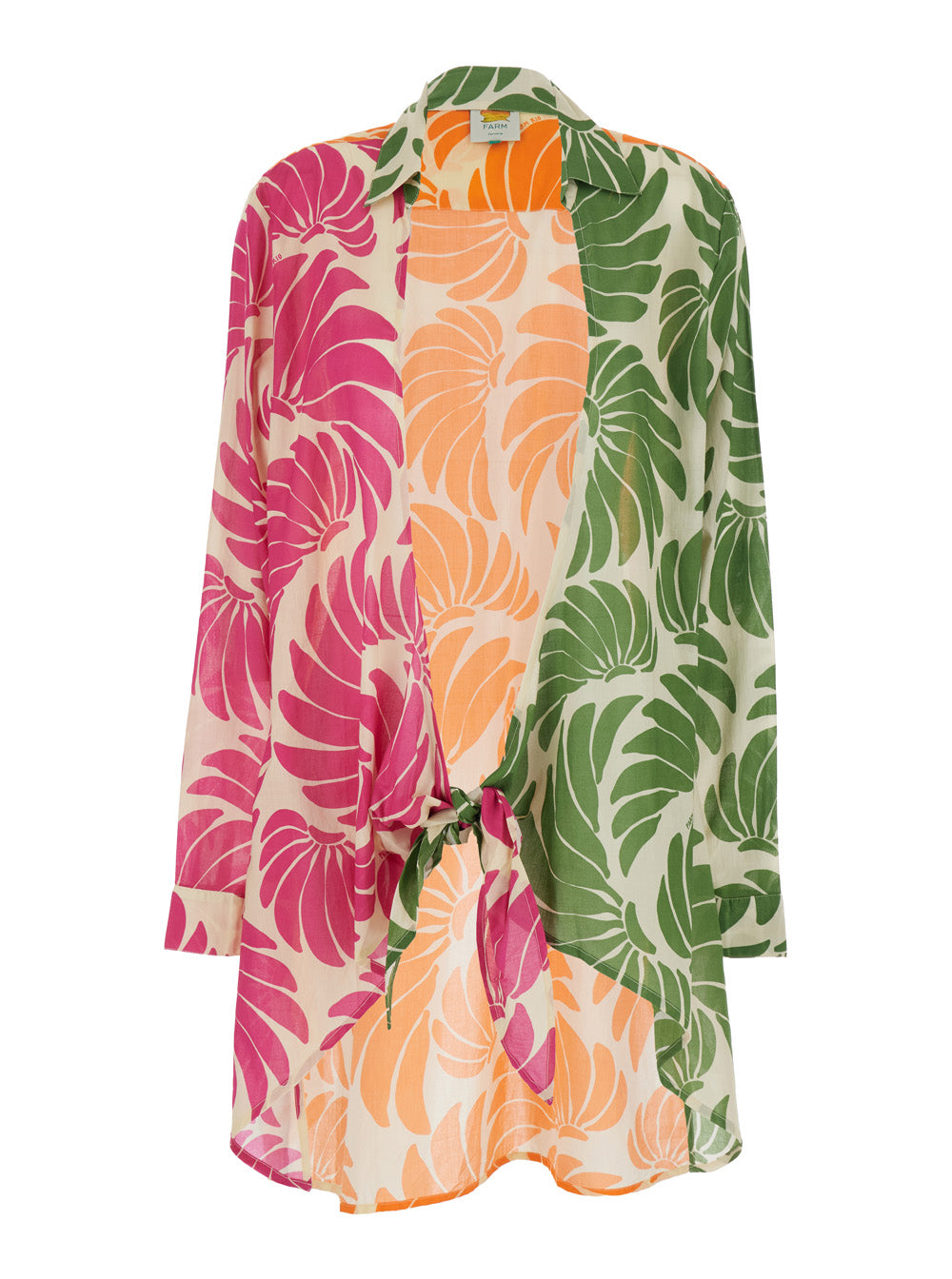 Multicolor Caftan with Classic Collar and All-Over Floral Print for Women Cotton Beachwear