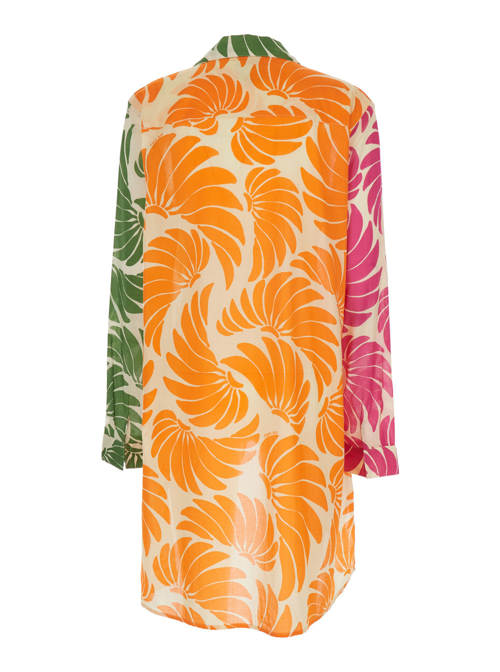 Multicolor Caftan with Classic Collar and All-Over Floral Print for Women Cotton Beachwear