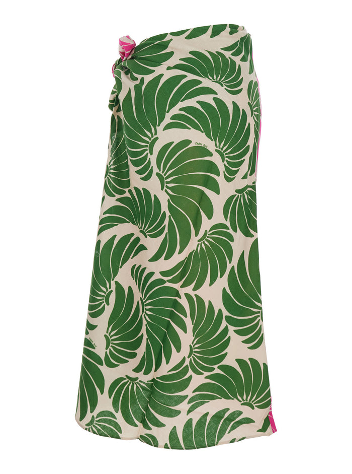 Midi Skirt Floral Knot with Side Closure and All-Over Print in Multicolor Linen Blend for Women Viscose