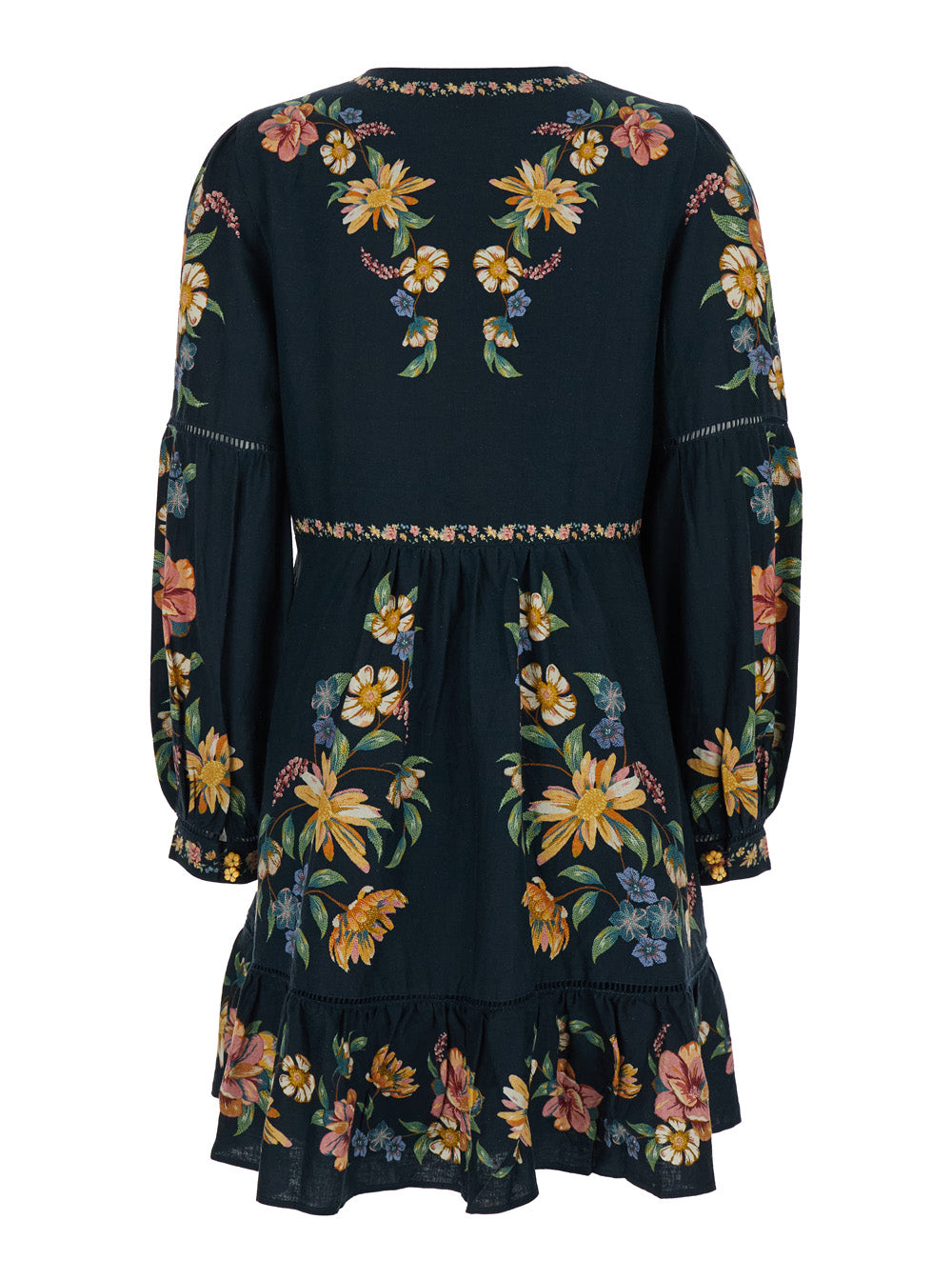 Short Dress Farm Rio With Knot Closure And All-Over Floral Print Multicolor Fabric For Women