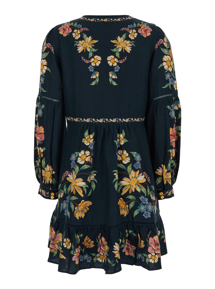 Short Dress Farm Rio With Knot Closure And All-Over Floral Print Multicolor Fabric For Women