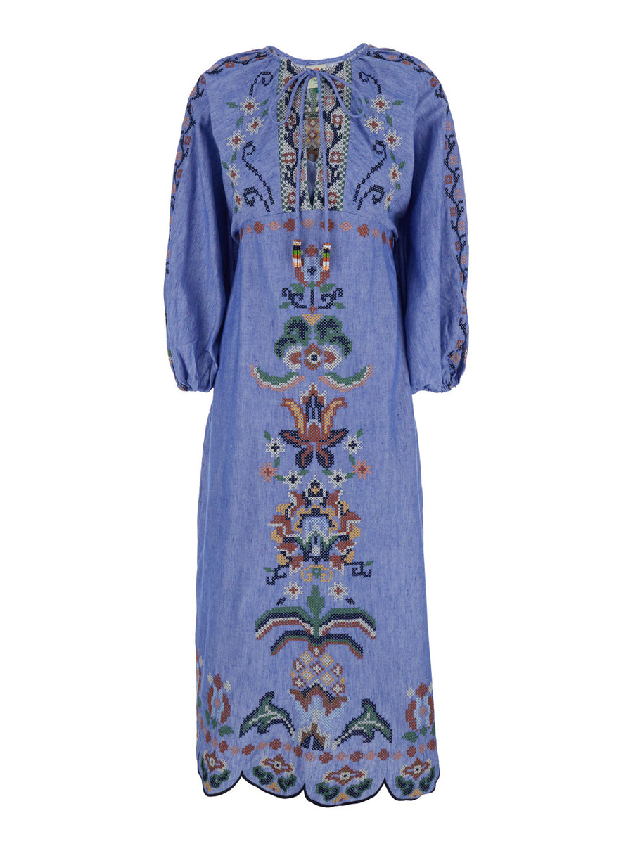 Dress Round Neck Light Blue