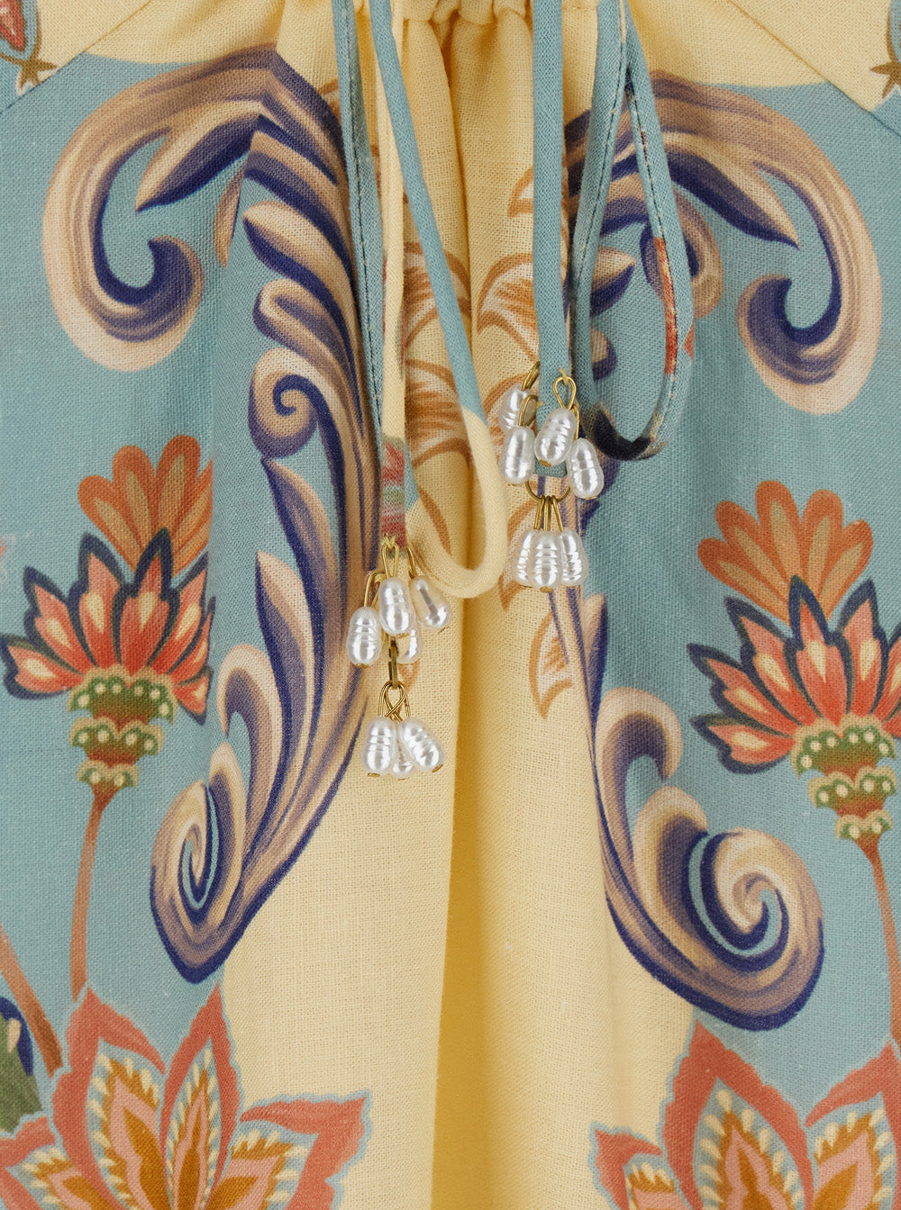 Multicolor V-Neck Dress With All-Over Floral Print In Fabric Long