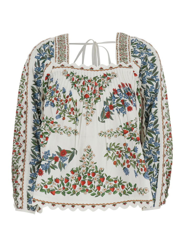 Shirt Fruit Beauty Scarf With Long Sleeves In White Women And Blouses