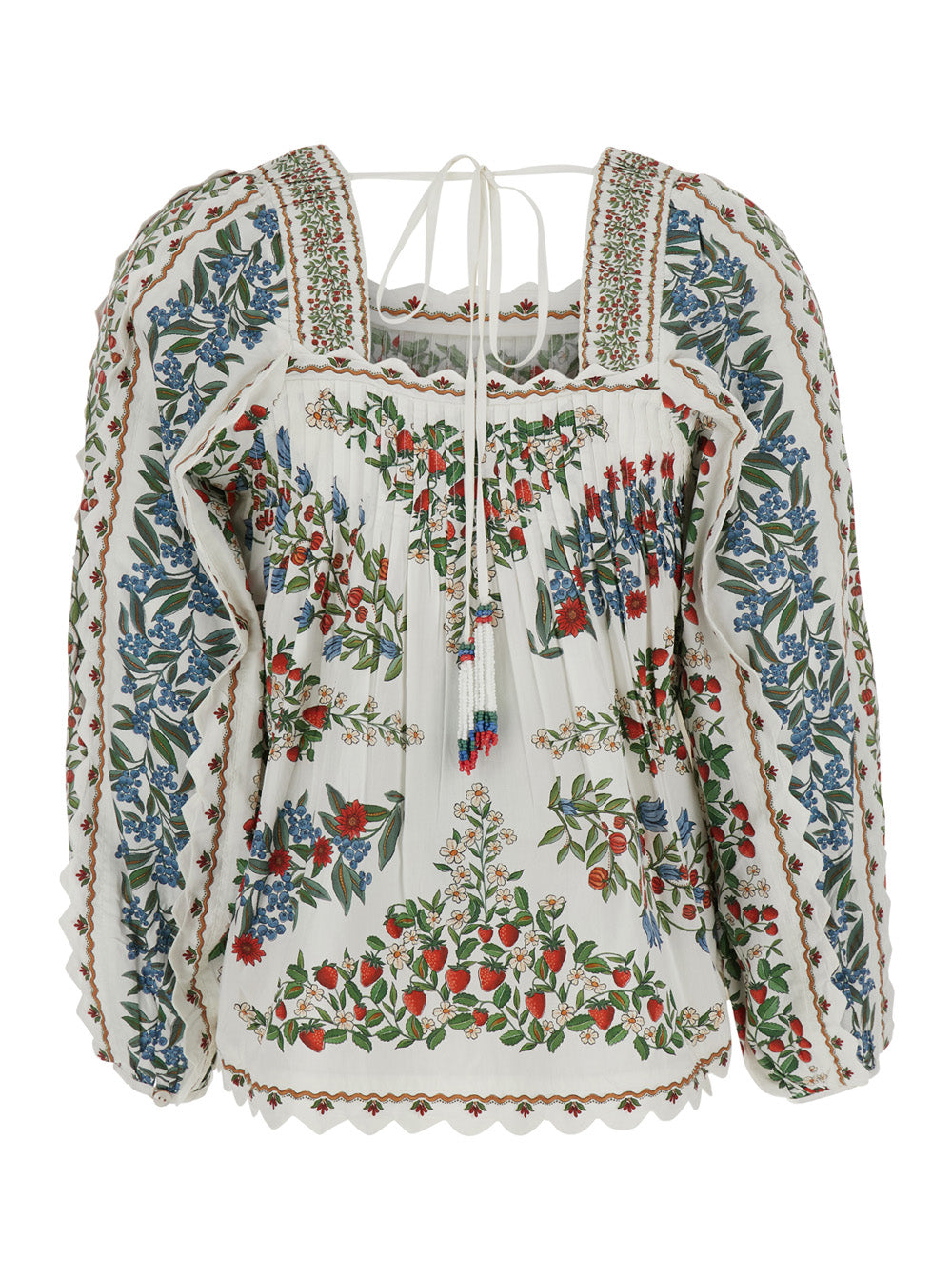 Shirt Fruit Beauty Scarf With Long Sleeves In White Women And Blouses