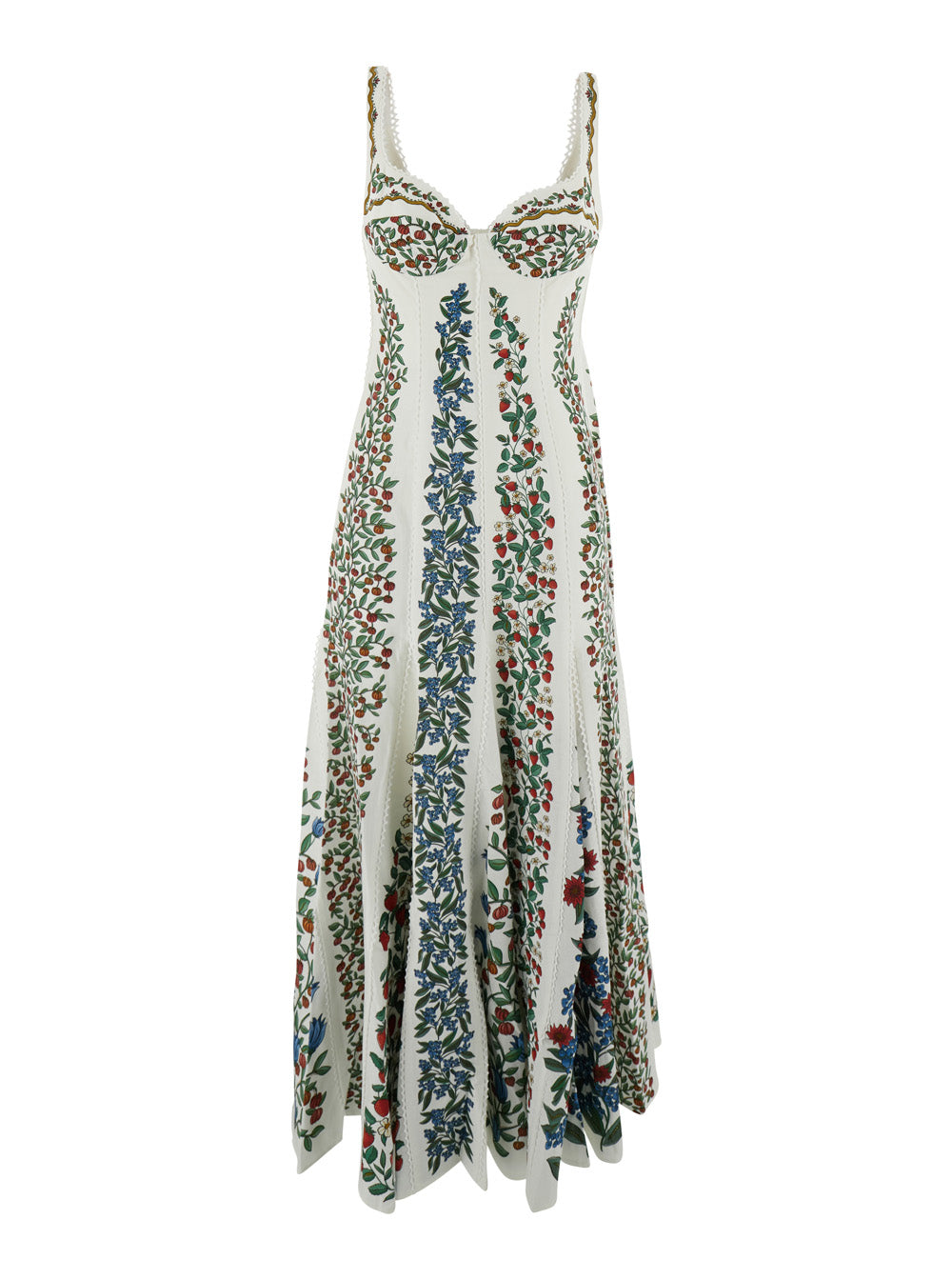 Fruit Beauty White Long Dress With All-Over Print Cotton For Women