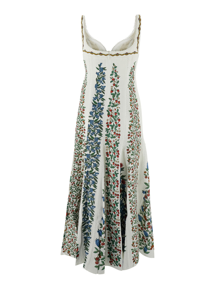 Fruit Beauty White Long Dress With All-Over Print Cotton For Women