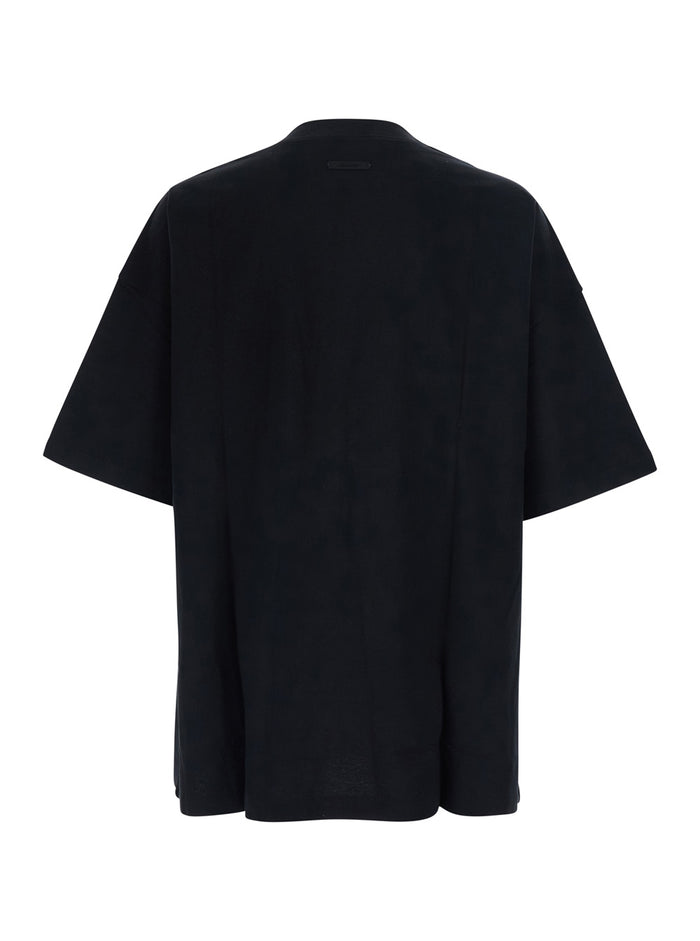 Black T-Shirt SIGNATURE 90S SHORT SLEEVE TEE ESSENTIALS with Round Neck and Sleeves in Cotton for Men Tshirts Polo Shirts