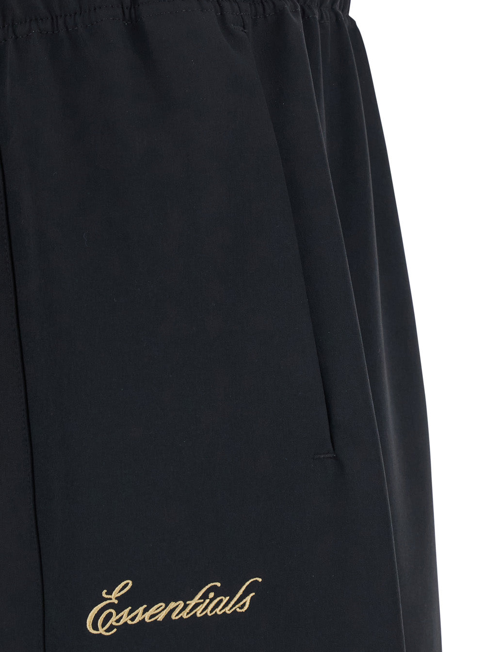 Mens SIGNATURE TRACK PANT ESSENTIALS with Side Pockets in Black Nylon Spandex Trousers