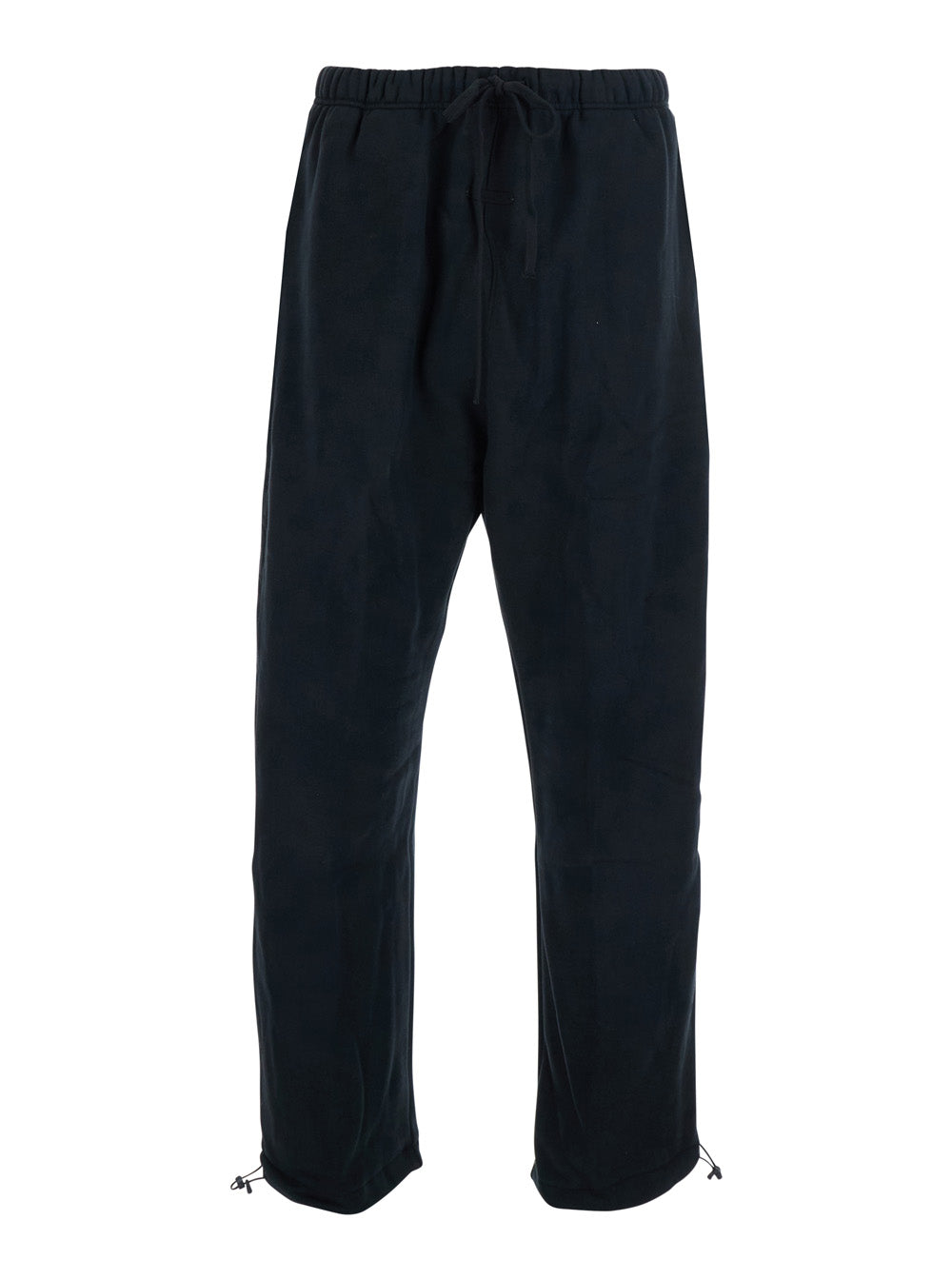 Black Pants with Drawstring at the Waist in Cotton Man Polyester Trousers