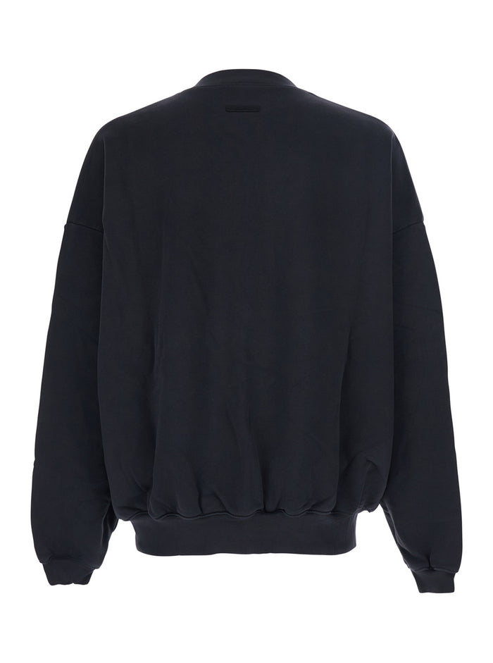 Training 90S Black Sweatshirt with Printed Logo on the Front in Cotton Man Sweatshirts