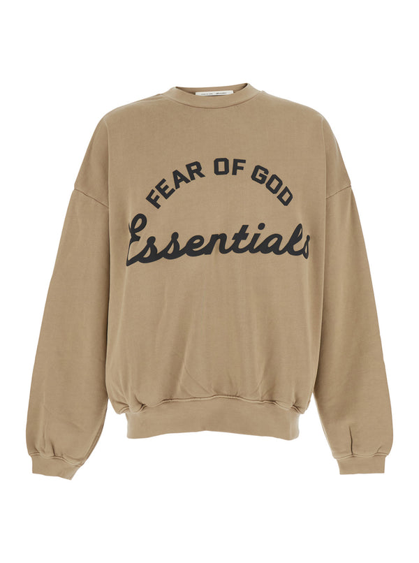Crewneck Sweatshirt Beige Cotton Sweatshirts
