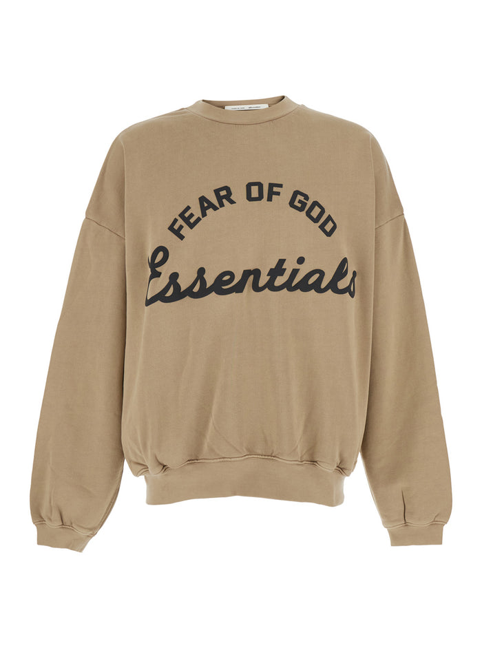 Sweatshirt Training 90s Crewneck Sweatwshirt Essentials Beige With Round Neck And Long Sleeves In Cotton For Men Sweatshirts