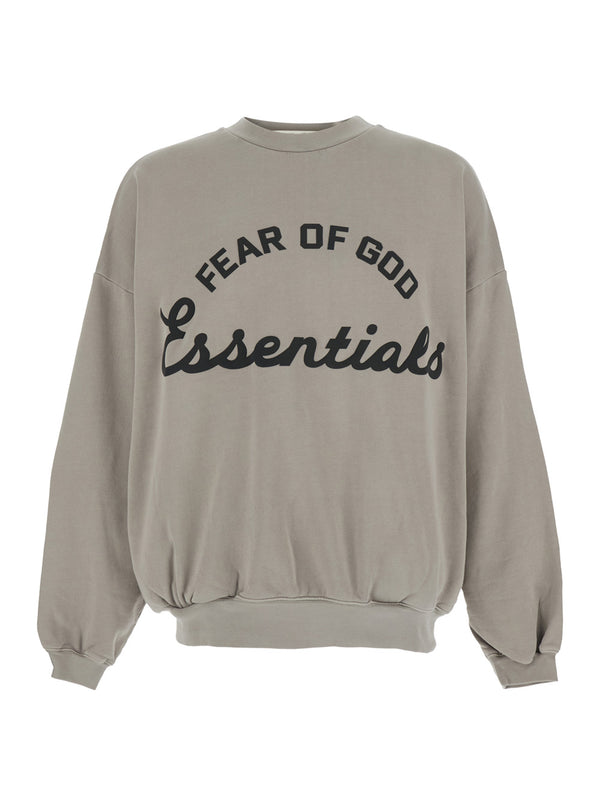 Crewneck Sweatshirt Grey Cotton Sweatshirts