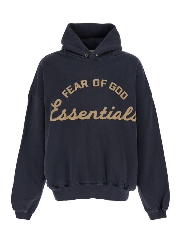 Hoodie With Maxi Logo — Black Cotton Sweatshirts
