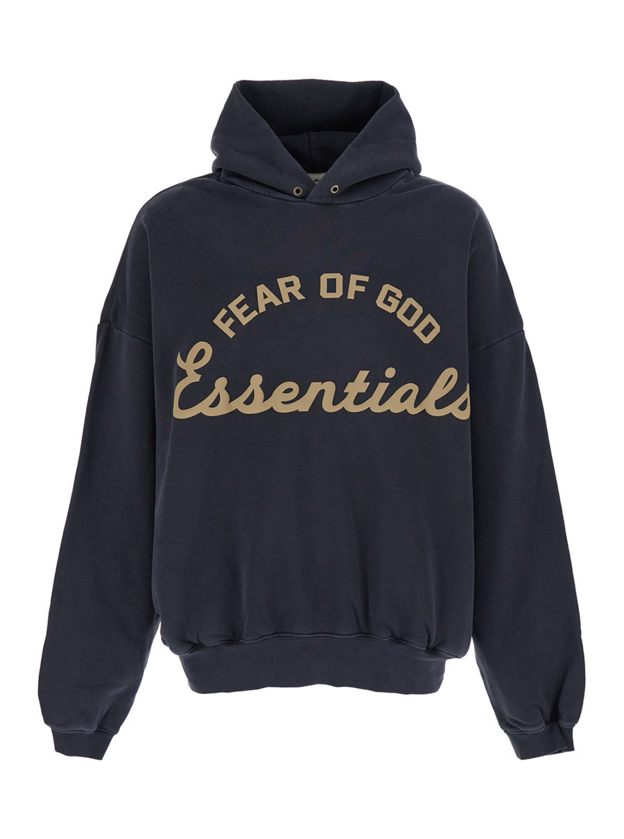 Hoodie With Maxi Logo — Black Cotton Sweatshirts