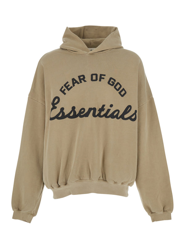 Hoodie Training Essentials Beige Cotton Sweatshirts